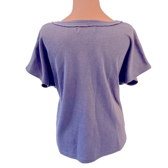 Crepe Knit Boxy Top Slate Blue Tee Shirt women’s M - Picture 3 of 9